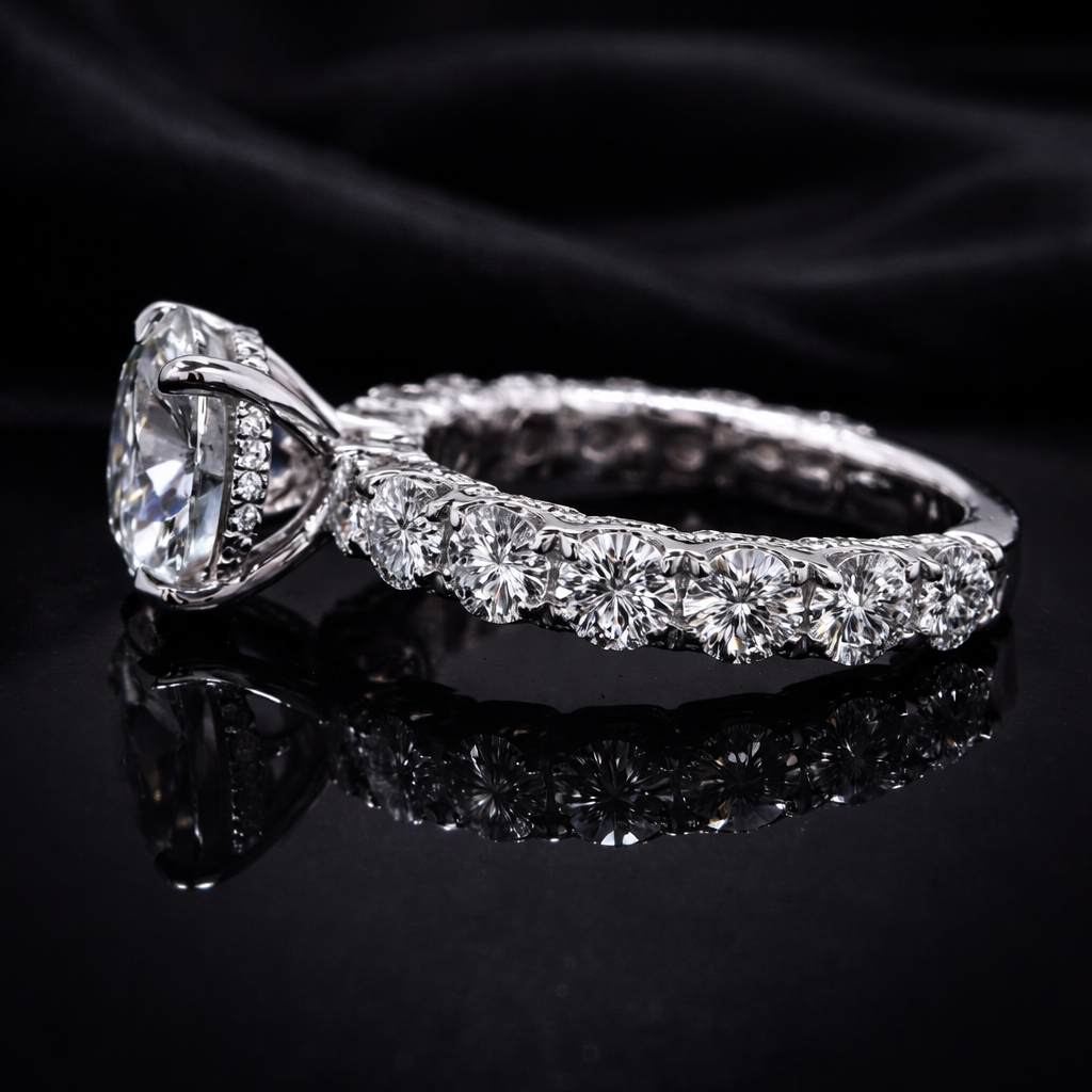 2.70 Carat Lab-Grown Diamond Shared Prong Engagement Ring – Round Cut in 14K White Gold