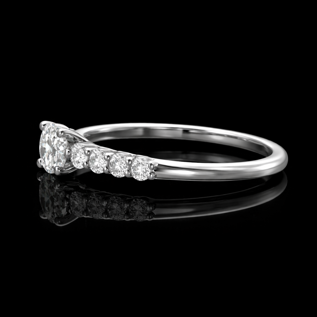 0.70 Carat Lab-Grown Diamond Solitaire Engagement Ring Round Cut in 14K White Gold