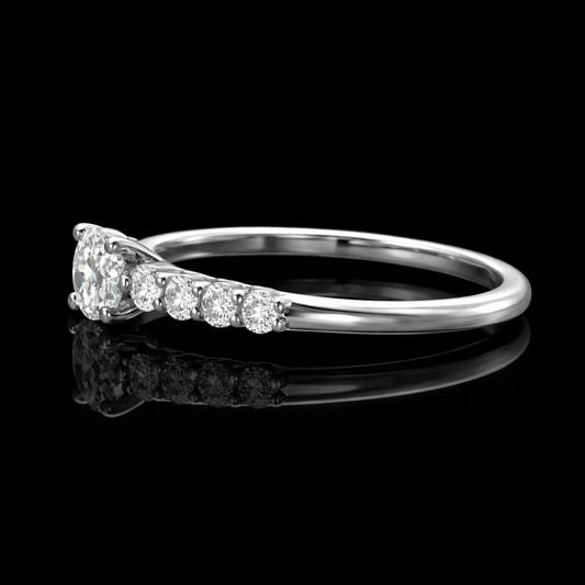 0.70 Carat Lab-Grown Diamond Solitaire Engagement Ring Round Cut in 14K White Gold
