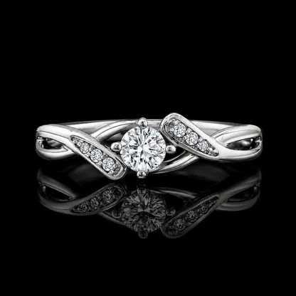 1.00 Ct Pet Cremation Diamond Round Cut Infinity Twist Accent Ring in 14K White Gold Black Jack