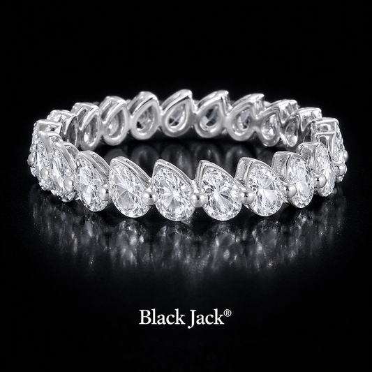 2.50 Carat Pear Cut Lab-Grown Diamond Eternity Wedding Band Ring in 925 Sterling Silver