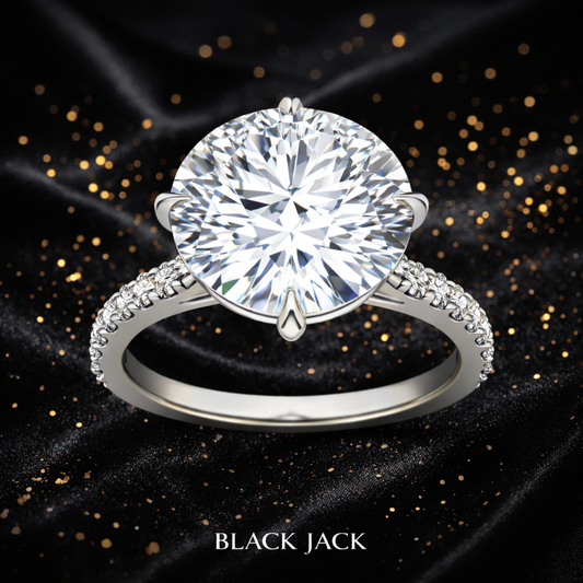 10.20 Carat Total Lab-Grown Diamond Diamond-Accented Shoulder Solitaire Engagement Ring Round Brilliant in 14K White Gold