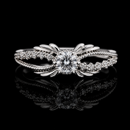 1.30 Ct Memorial Diamond Ring Hair Diamond Ring Human Cremation Ring Pet Memorial Ring Round Memory Diamond Engagement Ring 14K White Gold Black Jack