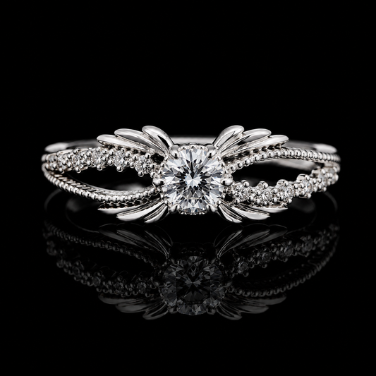 1.30 Ct Memorial Diamond Ring Hair Diamond Ring Human Cremation Ring Pet Memorial Ring Round Memory Diamond Engagement Ring 14K White Gold Black Jack