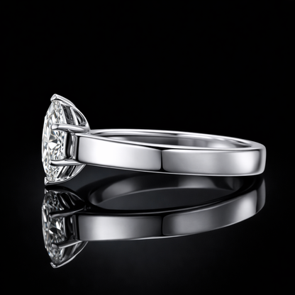 1.50 Ct Marquise Hair to Diamond Solitaire Ring in 14K White Gold Black Jack