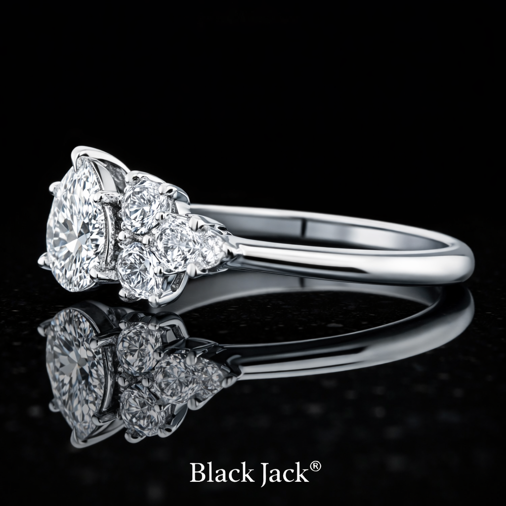 2.50 CT Pear Cut Multi-Stone Lab Grown Diamond Engagement Ring 14K White Gold Black Jack®