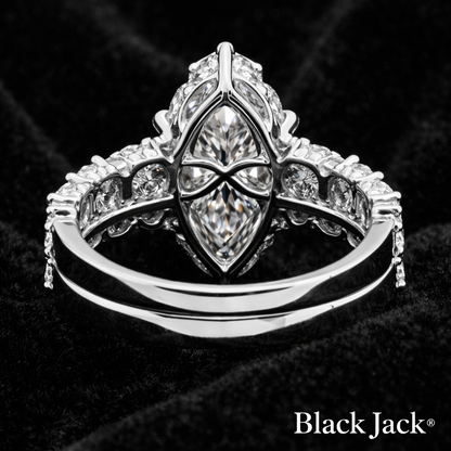 6.00 Carat Lab-Grown Diamond Halo Engagement Ring Marquise Cut with Pavé Band in 14K White Gold IGI Certified