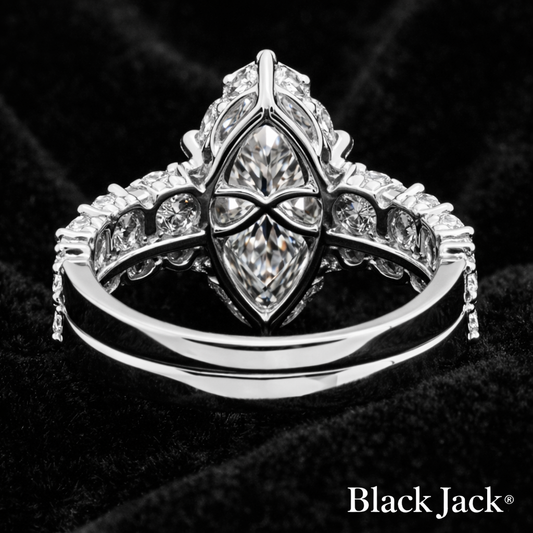 6.00 Carat Lab-Grown Diamond Halo Engagement Ring Marquise Cut with Pavé Band in 14K White Gold IGI Certified