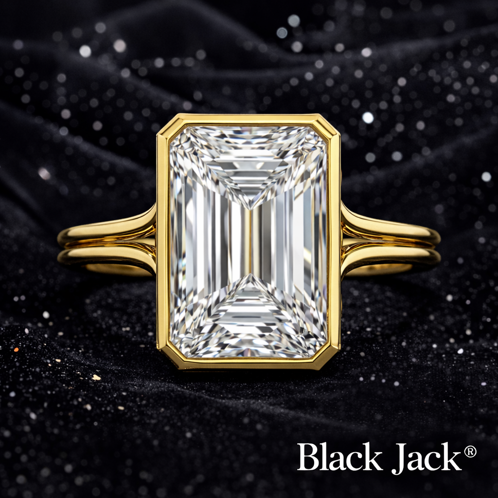 4.00 Carat Lab-Grown Diamond Solitaire Engagement Ring Emerald Cut in 14K Yellow Gold IGI Certified