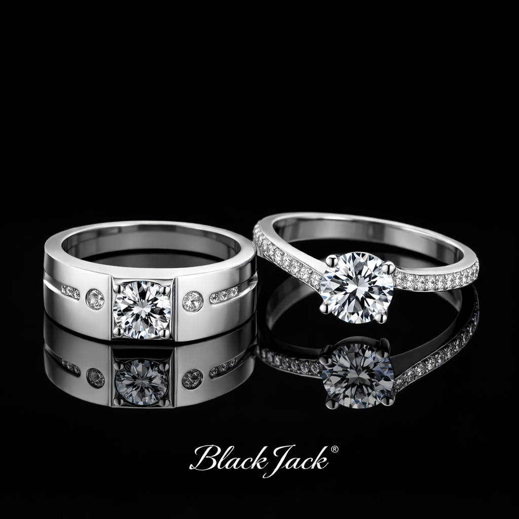 1.50 Ct Women’s Engagement Ring and 1.00 Ct Men’s Engagement Ring – Custom Memory Diamond Couple Rings Lab-Grown Diamond from Personal Carbon in 14K Gold