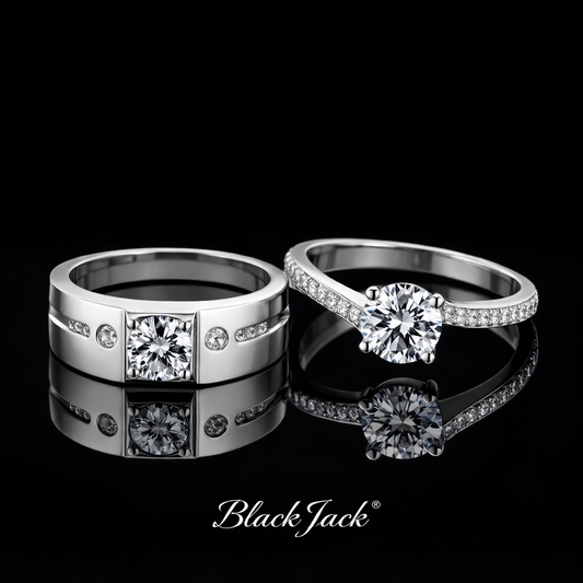 1.50 Ct Women’s Engagement Ring and 1.00 Ct Men’s Engagement Ring – Custom Memory Diamond Couple Rings Lab-Grown Diamond from Personal Carbon in 14K Gold