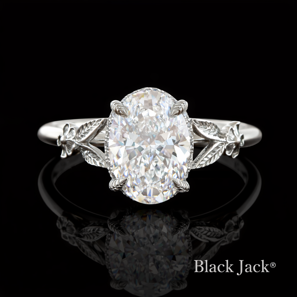 3.00 Carat Lab-Grown Diamond Solitaire Engagement Ring Oval Cut in 14K White Gold