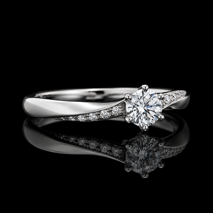 1.00 Ct Bereavement Gift Round Cut Twisted Pavé Bypass Ring in 14K White Gold Black Jack