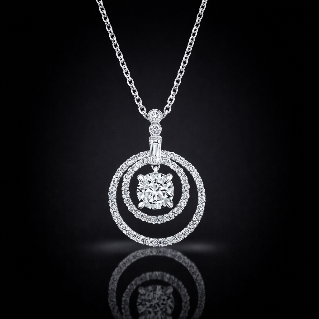 2.00 Ct Lab-Grown Diamond Double Halo Pendant in 925 Sterling Silver