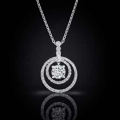 2.00 Ct Lab-Grown Diamond Double Halo Pendant in 925 Sterling Silver