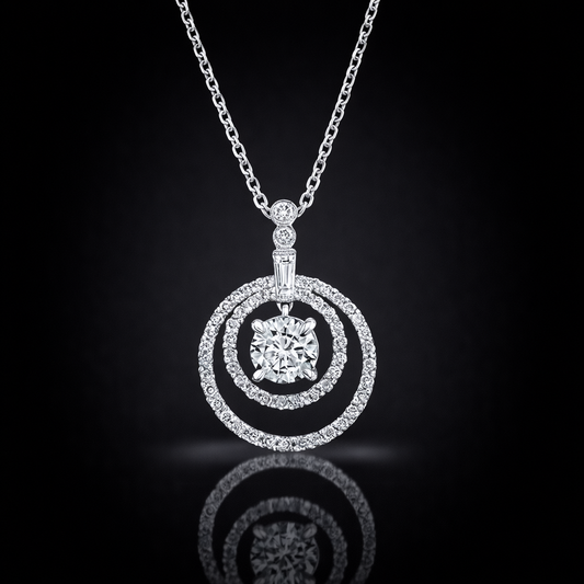 2.00 Ct Lab-Grown Diamond Double Halo Pendant in 925 Sterling Silver