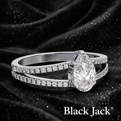 3.00 Carat Lab-Grown Diamond Pavé Split Shank Engagement Ring Pear Cut in 14K White Gold IGI Certified