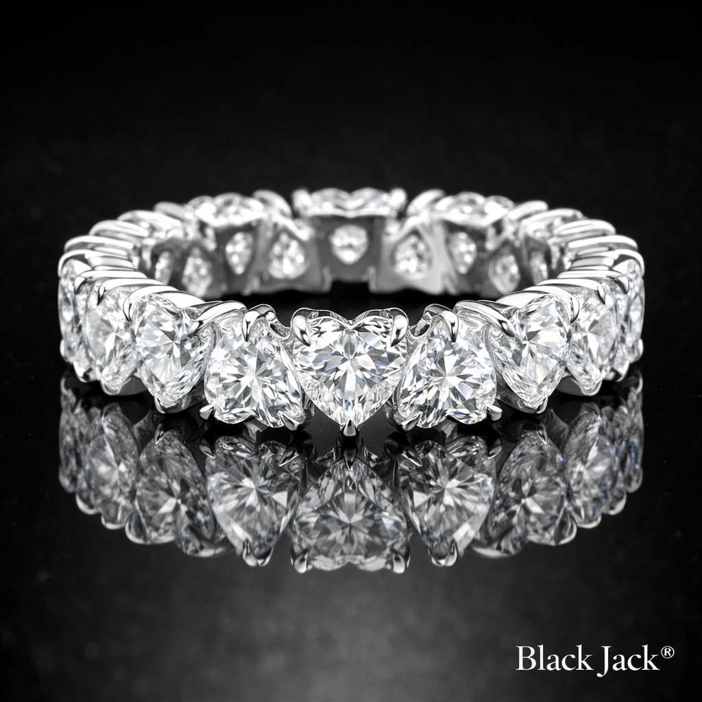 3.00 Carat Lab-Grown Diamond Heart Eternity Wedding Band in 14K White Gold