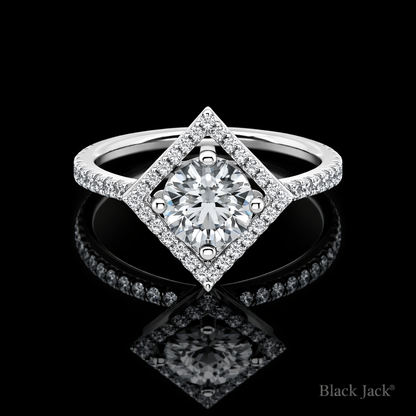 2.40 Carat Round Cut Moissanite Square Halo Engagement Ring in 925 Sterling Silver