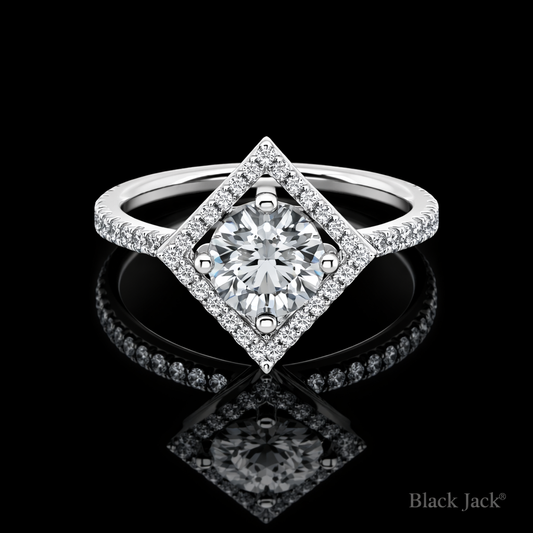 2.40 Carat Round Cut Moissanite Square Halo Engagement Ring in 925 Sterling Silver