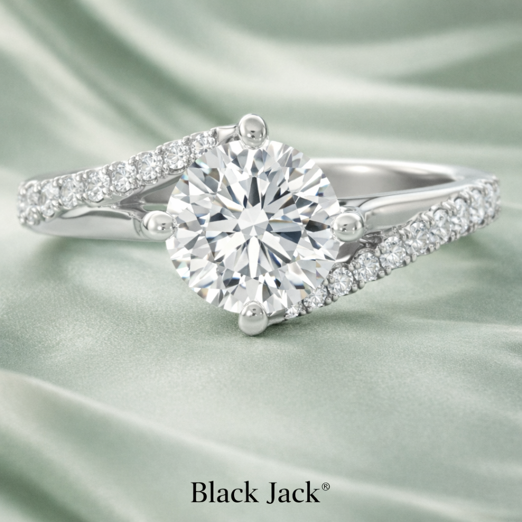 2.35 CT Round Lab Grown Diamond Split Shank Engagement Ring in 14K White Gold | IGI Certified
