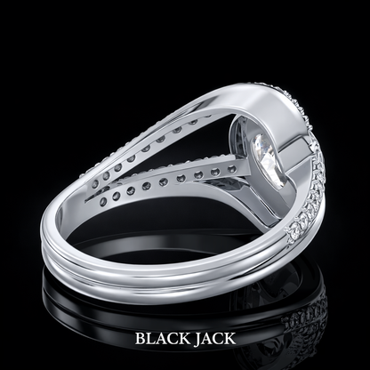 2.00 Ct Pear Memory Diamond Ring, Ashes to Diamond Engagement Ring with Pavé Diamonds in 14K White Gold Black Jack