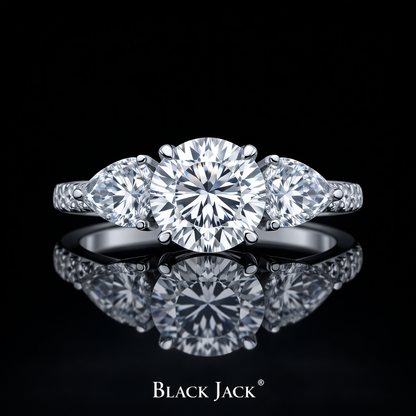 2.60 Carat Lab-Grown Diamond Engagement Ring Round Cut with Side Stones in 14K White Gold