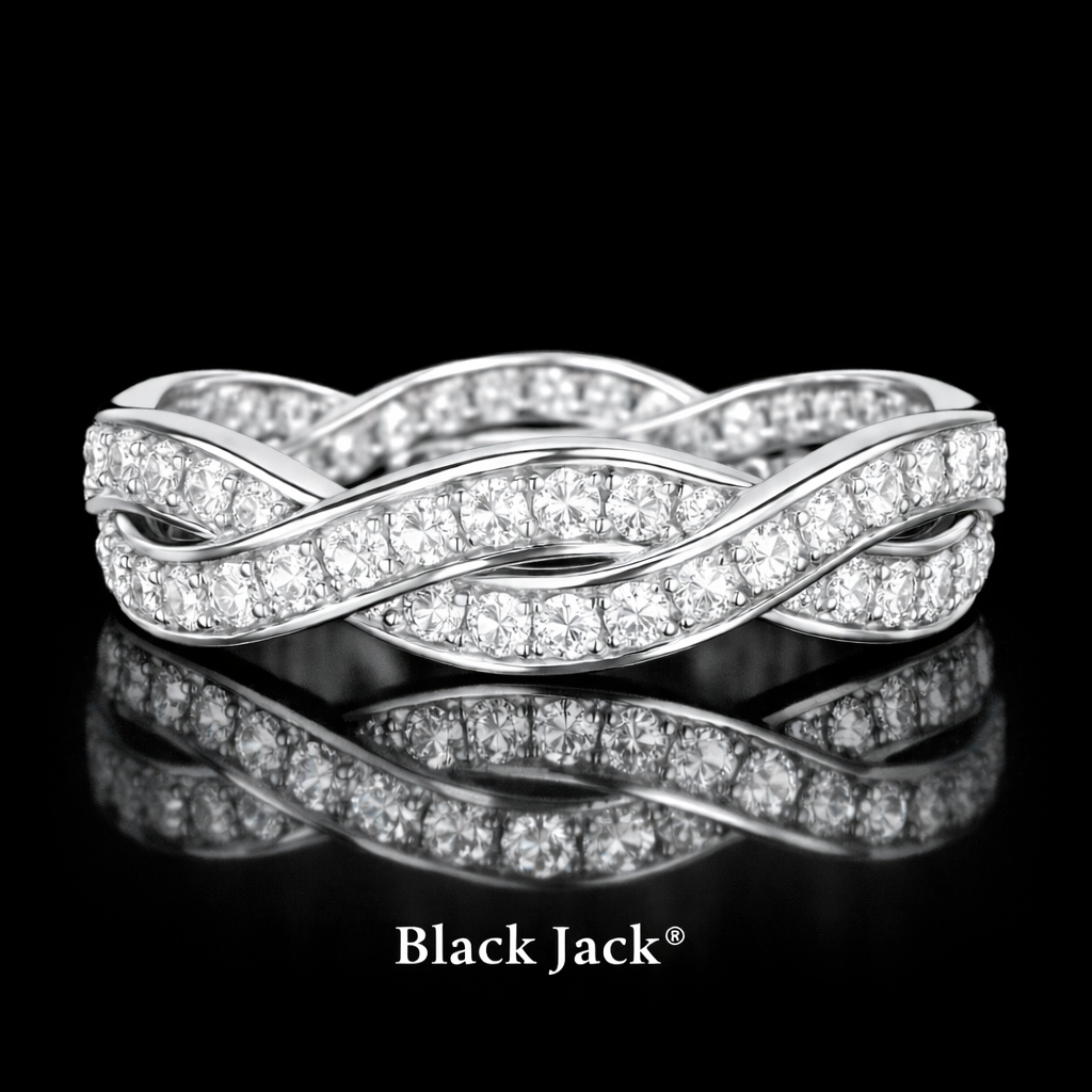 0.75 Ct Lab Grown Diamond Infinity Wedding Band in 14K White Gold – Women’s Twisted Pavé Ring