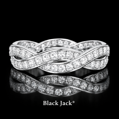 0.75 Ct Lab Grown Diamond Infinity Wedding Band in 14K White Gold – Women’s Twisted Pavé Ring