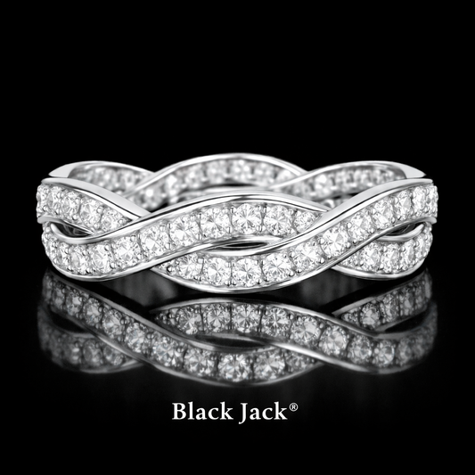 0.75 Ct Lab Grown Diamond Infinity Wedding Band in 14K White Gold – Women’s Twisted Pavé Ring