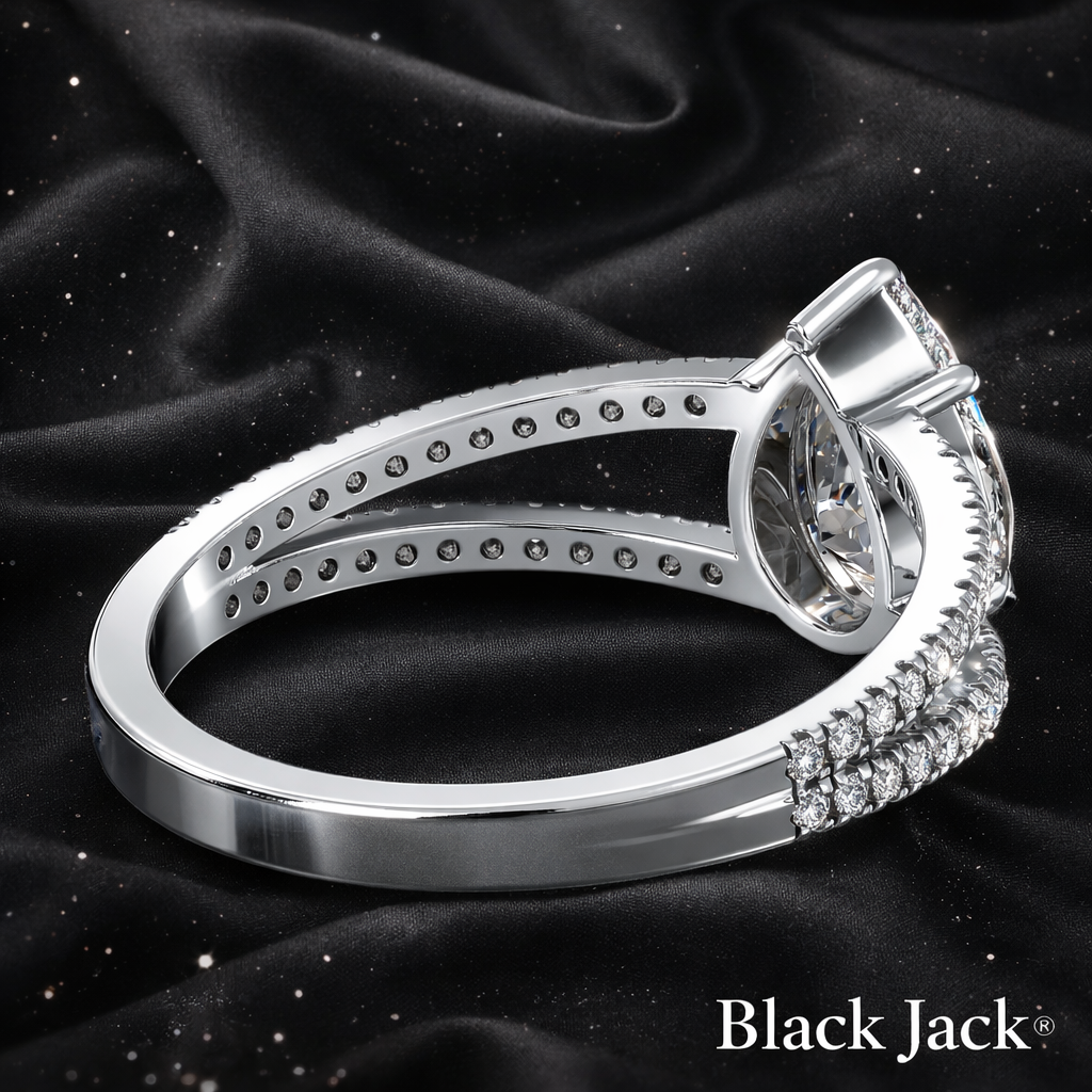 3.00 Carat Lab-Grown Diamond Pavé Split Shank Engagement Ring Pear Cut in 14K White Gold IGI Certified