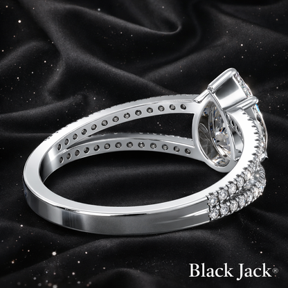 3.00 Carat Lab-Grown Diamond Pavé Split Shank Engagement Ring Pear Cut in 14K White Gold IGI Certified