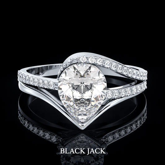 2.80 Carat Pear Cut Moissanite Engagement Ring in 925 Sterling Silver