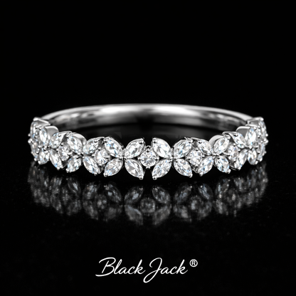 2.00 Carat Marquise Cut Lab-Grown Diamond Floral Wedding Band Ring in 925 Sterling Silver
