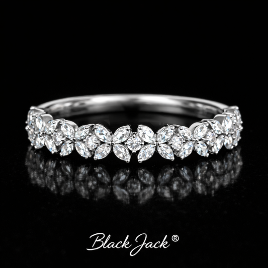 2.00 Carat Marquise Cut Lab-Grown Diamond Floral Wedding Band Ring in 925 Sterling Silver