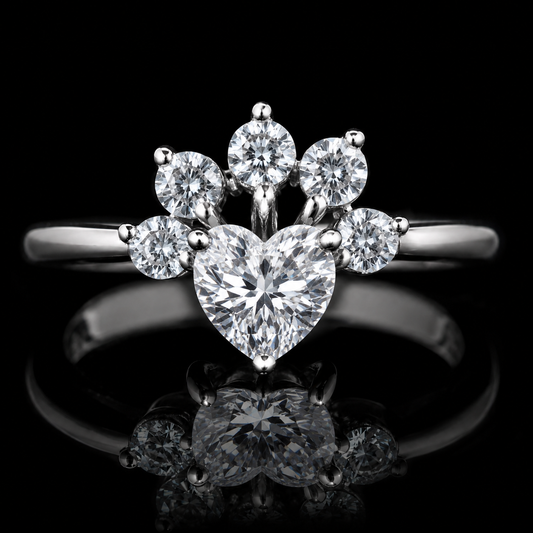 1.00 Ct Heart Promise Ring Memory Diamond Ring 14K White Gold Black Jack