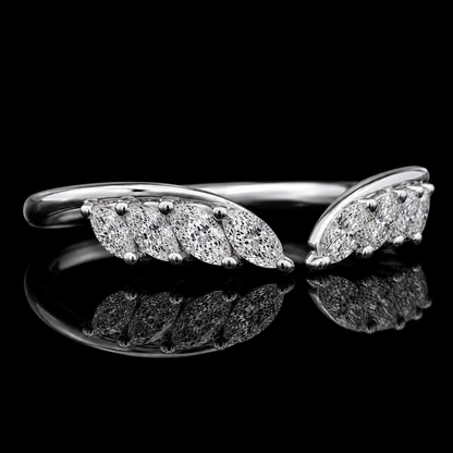 1.50 Ct Hair Diamond Ring Marquise Open Wrap Wedding Band Human Cremation Ring Pet Memorial Ring 14K White Gold Black Jack