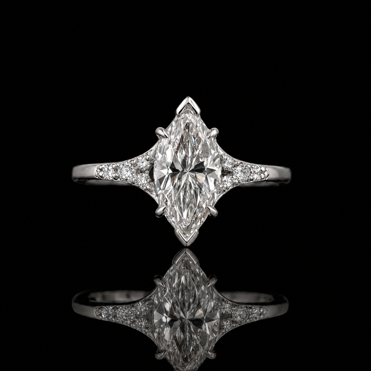 2.15 Ct Ashes Diamond Ring Marquise Memory Diamond Engagement Ring in 14K White Gold Memorial Jewelry Black Jack