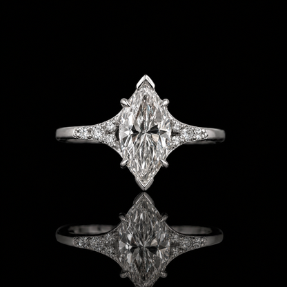 2.15 Ct Ashes Diamond Ring Marquise Memory Diamond Engagement Ring in 14K White Gold Memorial Jewelry Black Jack