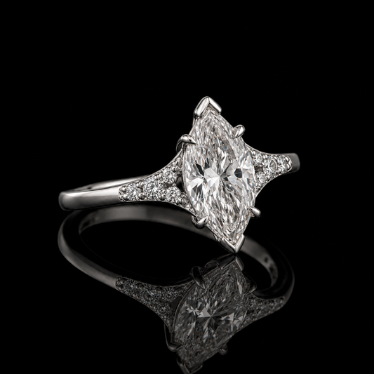 2.15 Ct Ashes Diamond Ring Marquise Memory Diamond Engagement Ring in 14K White Gold Memorial Jewelry Black Jack