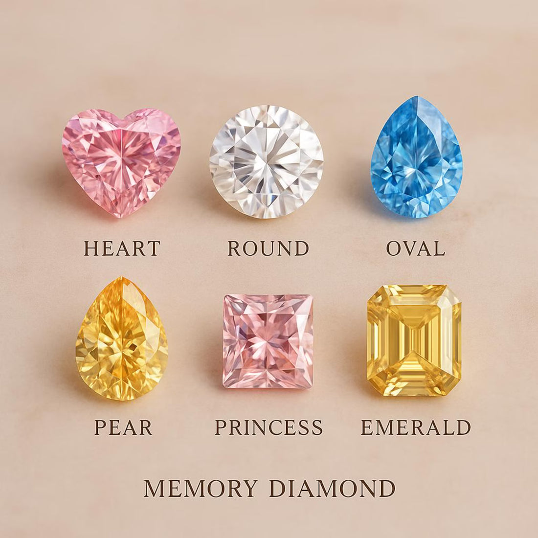 Laboratory-grown diamond shapes and colors