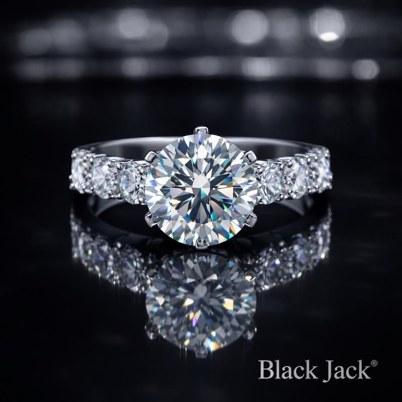 2.25 Ct Human Memorial Diamond Engagement Ring in 14K White Gold Black Jack
