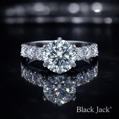 2.25 Ct Human Memorial Diamond Engagement Ring in 14K White Gold Black Jack