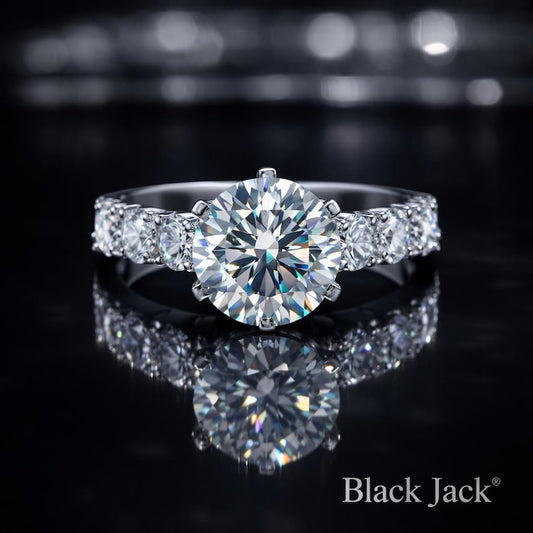 2.25 Ct Human Memorial Diamond Engagement Ring in 14K White Gold Black Jack
