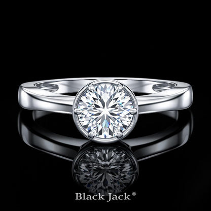 1.00 Ct Hair to Diamond Solitaire Engagement Ring in 14K White Gold Black Jack