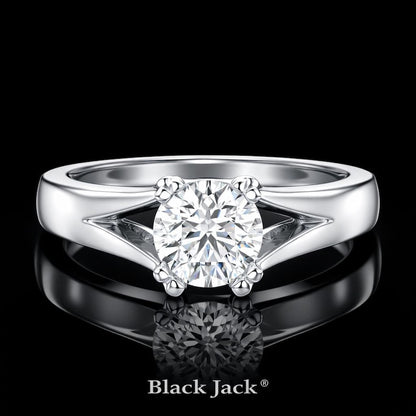 2.00 Ct Split Shank Memorial Diamond Engagement Ring in 14K White Gold Hair Diamond Ring Black Jack