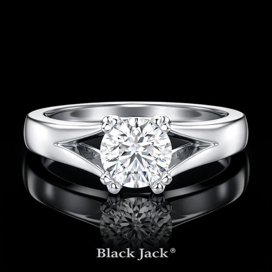 2.00 Ct Split Shank Memorial Diamond Engagement Ring in 14K White Gold Hair Diamond Ring Black Jack