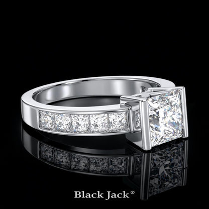 2.50 Ct Ashes to Diamond Princess Cut Engagement Ring in 14K White Gold Black Jack