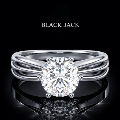 2.00 Ct Hair to Diamond Multi-Band Solitaire Ring in 14K White Gold Black Jack