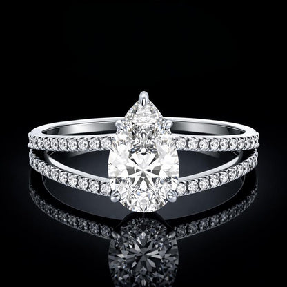 3.00 Ct Oval Cremation Diamond Ring Split Shank Engagement Ring in 14K White Gold  Black Jack